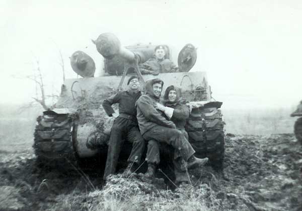 James Allen and Others Pose with Tank