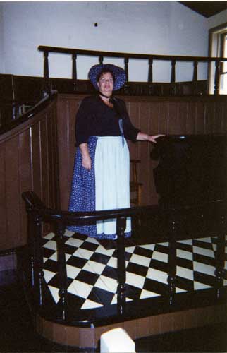 Tour Guide 'Cousin Kathleen' Shreve in period costume