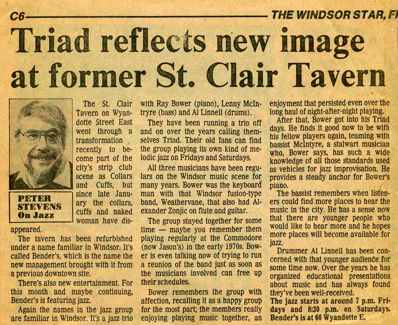 Peter Stevens Article in the Windsor Star, March 20, 1987