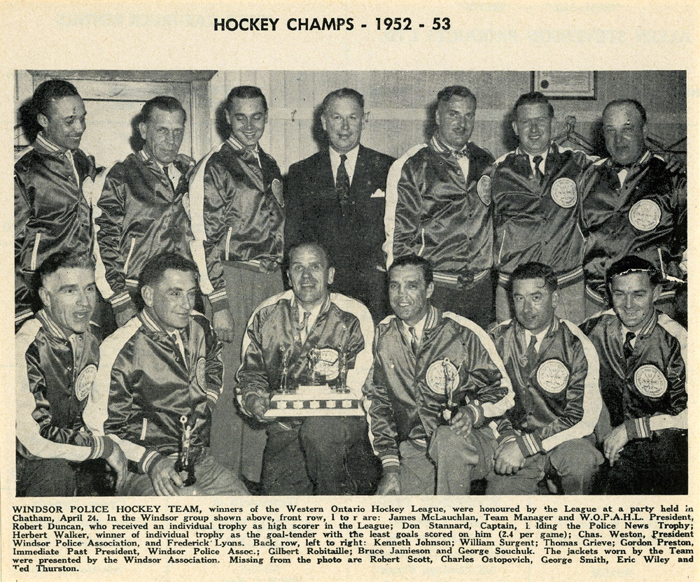 Police Hockey Champs 1952-53
