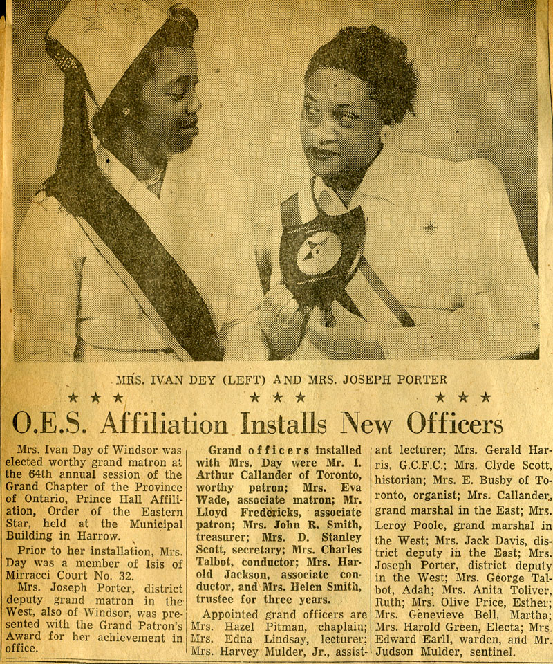 Mrs. Ivan Dey is named Worthy Grandmatron at the 64th Annual session of the Prince Hall Grand Chapter