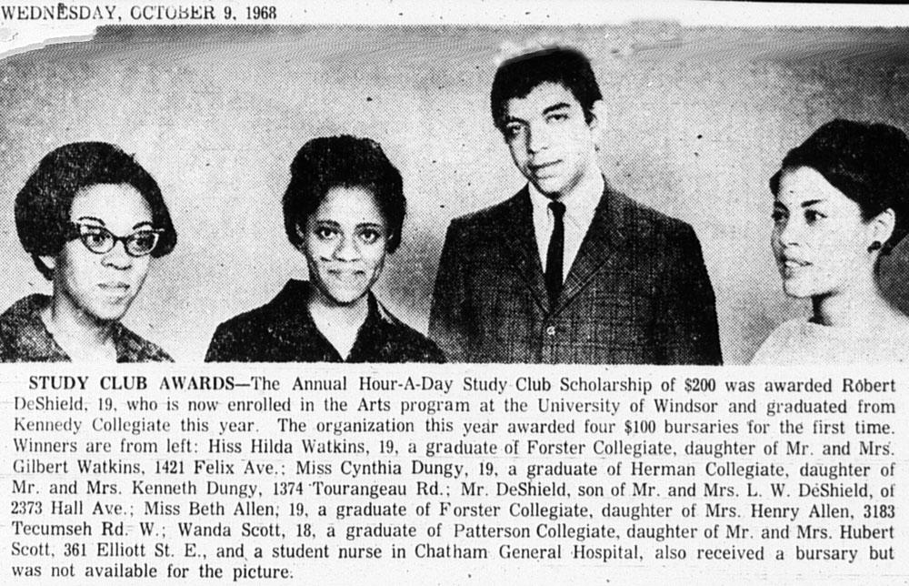 Hour-A-Day Study Club Award Recipients, Windsor Star 9/10/1968