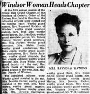 Mrs. Raymond Watkins is named Worthy Grandmatron