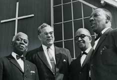 10th Anniversary of the Windsor Male Chorus, James Jacobs choir secretary, Rev. Mac Brown Chaplain, Stanley Drake pianist, George Jones lead bass  Photo Courtesy of Windsor Star 17/04/1966