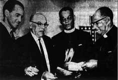 Officials gather to celebrate that the mortgage on the church is paid in full  Clipping from the Windsor Star 9/06/1968  courtesy of the McCurdy Collection at the Archives of Ontario 