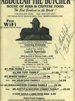 Menu from Abdullah The Butcher's House of Ribs & Chinese Food in Atlanta, Georgia  courtesy of Rodney Davis 