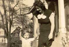 P10346 - Meconi Homestead, Rome Garden Restaurant, 475 Windsor Ave circa 1945-46, Clara Meconi Ryall and son Patrick