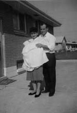 P11310 - Rosina Sorge - Picture of Igino Sorge with His Wife Fiorina and His Newborn Son Tony Taken in Windsor on November 1961, after the Christianing
