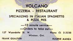 P11207A- Joe & Rosemary(Manza) Bonasso - Volcano Restaurant -Pizzeria- Bussiness Card