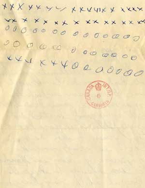 Letter from son to his father in internment
              camp, World War II. Note the censor stamp