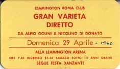 P11347A - Alfio Golini - Tickets for the show hosted by Alfio
                    Golini and Nicolino Di Donato, 1960
