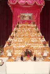 Nativity scene at St. Angela Merici Church with Fr. Lino Santi and Fr. Giovanni Bizzotto, 1985.  Courtesy of St. Angela Merici Church, P10545  